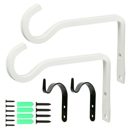 

LotFancy 2 White Metal Wall Hooks 6 in with 2 Small Hooks Glossy Finish