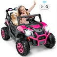 thumbnail image 3 of Joyracer 4WD 24 V Ride on Toys UTV with 2 XL Seaters, 4*200W Motor Kid Electric Power Car Wheels with Remote Control, LED Lights, Spring Suspension, 3 Speeds, Bluetooth Music, Pink, 3 of 16