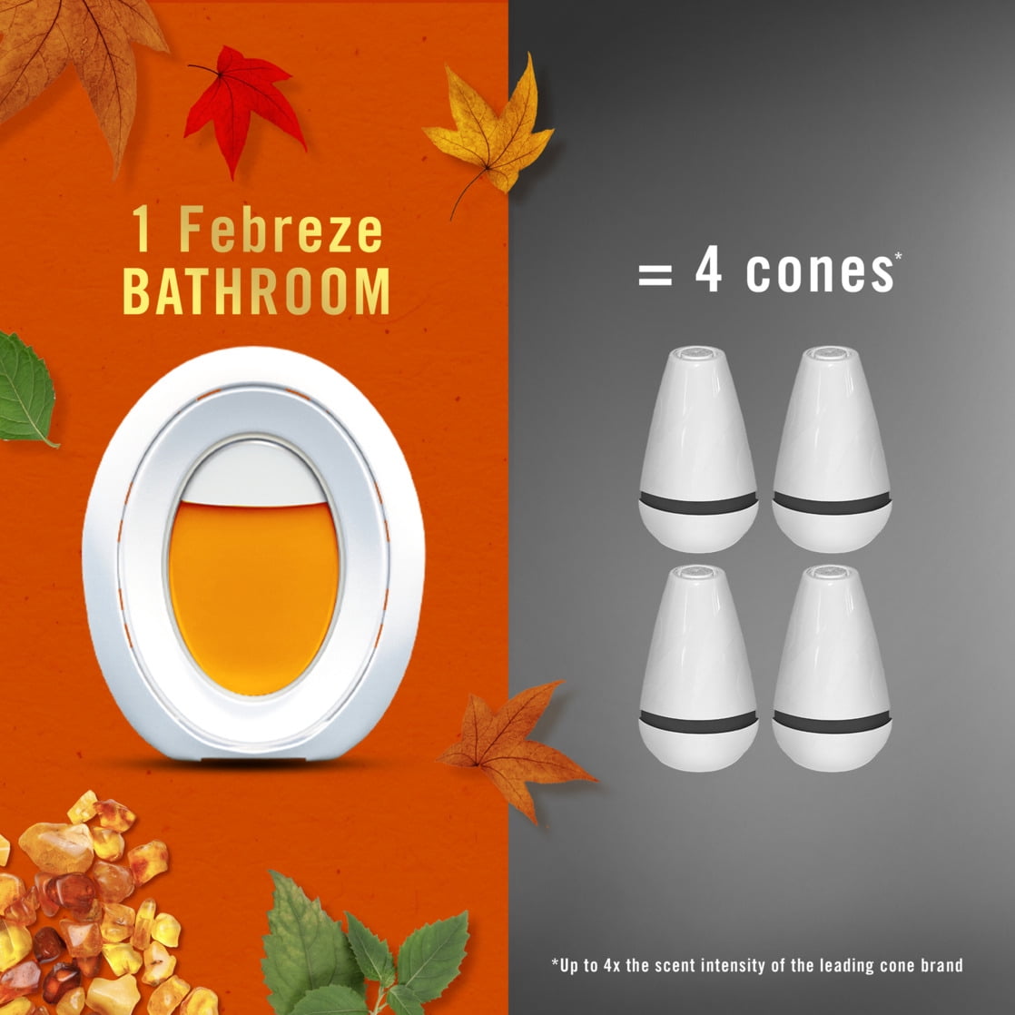 (2 pack) Febreze Bathroom Air Freshener, Odor-Fighting, Crisp Fall Breeze Scent, 1 Count