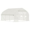 thumbnail image 2 of Outsunny Tunnel Greenhouse w/ Mesh Door & Roll-up Sidewalls Hot House White, 2 of 9