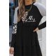 thumbnail image 3 of ABPHQTO Minivestido negro de mujer con manga larga a rayas y corazón de leopardo BE Kind, 3 of 5