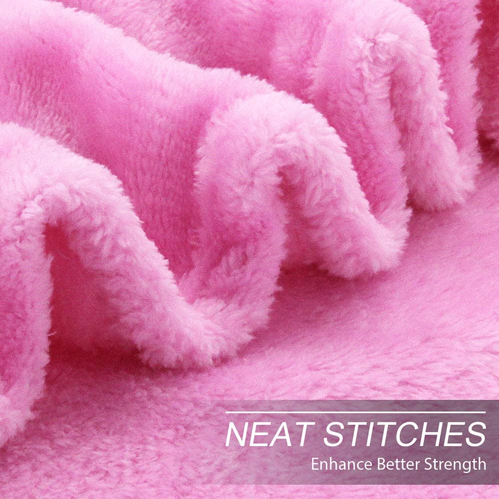 Howarmer Pink Fuzzy Bed Blanket Queen Size Soft Flannel Fleece Blankets All Season Lightweight
