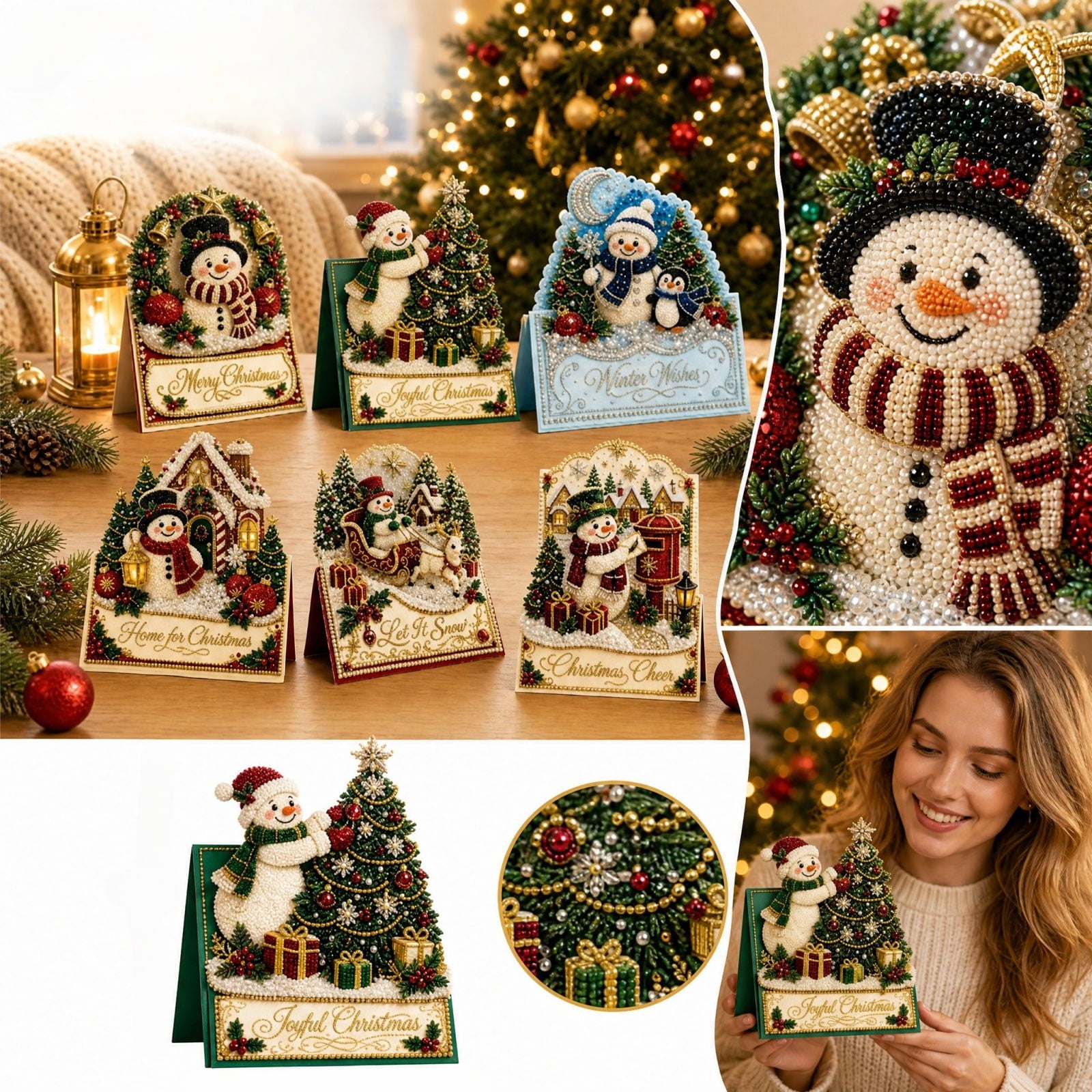 3D Christmas Pop-Up Greeting Card DIY Kit Holiday Cards with Envelopes and Craft Tools for Handmade Messages and Gift Giving