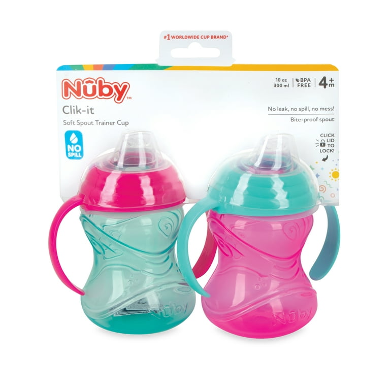 Nuby 3pk Clik-It Flexi-Straw Cup - Aqua/Grey/Blue - 10oz