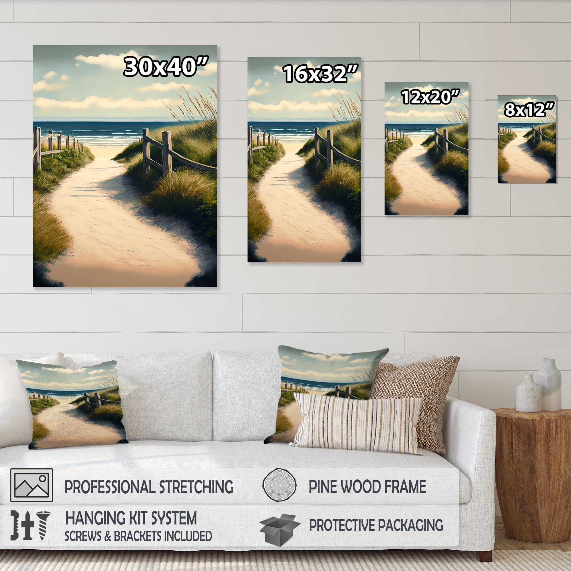 Designart Walkway To The Beach VIII Canvas Wall Art