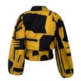 thumbnail image 5 of Pompotops Women Spring Casual Printed V Neck Lantern Long Sleeve Buttons Pullover Blouse Shirt Draw Back Short Tops, 5 of 5