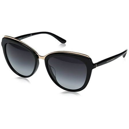 Dolce & Gabbana Women's Acetate Woman Cateye Sunglasses, Black, 57.0 mm