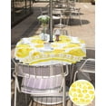 thumbnail image 4 of Pineapple Outdoor Tablecloth - 60 Inch Round Dining Table Cover, Yellow Striped Summer Fruits Watercolor Waterproof Outdoor Table Cloth with Umbrella Hole & Zipper for Picnic/Patio/Party, 4 of 5