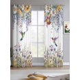 thumbnail image 2 of Watercolor Floral Sheer Curtains 84 Inch Length 2 Panels Set for Living Room/Bedroom, Spring Daisy Sunflowers Wisteria Hummingbird Kitchen Curtains Grommet Curtains Window Treatments 42"x84"x2, 2 of 7