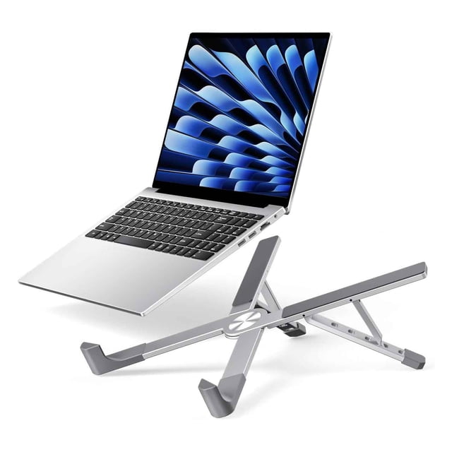 Soporte Portátil para Laptop de Aluminio, Súper Estable, Ajustable y Plegable, Ideal para Home Office, Viajes y Cafeterías, Base de Laptop Compatible con MacBook/HP/DELL/Lenovo y iPad