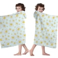 thumbnail image 4 of Light Blue Daisy Flower Pattern Hooded Bath Towel，60"x35" for Ages 3 To 12 Kids, Quick Dry Lightweight Soft Microfiber Hood Beach Towel Cover Up for Kids, 4 of 7