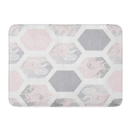 24 Inch Marble Mosaic - KDAGR Pink Pattern Marble Hexagons Pastel Honeycomb Mosaic Ink Geometry Doormat Floor Rug Bath Mat 23.6x15.7 inch