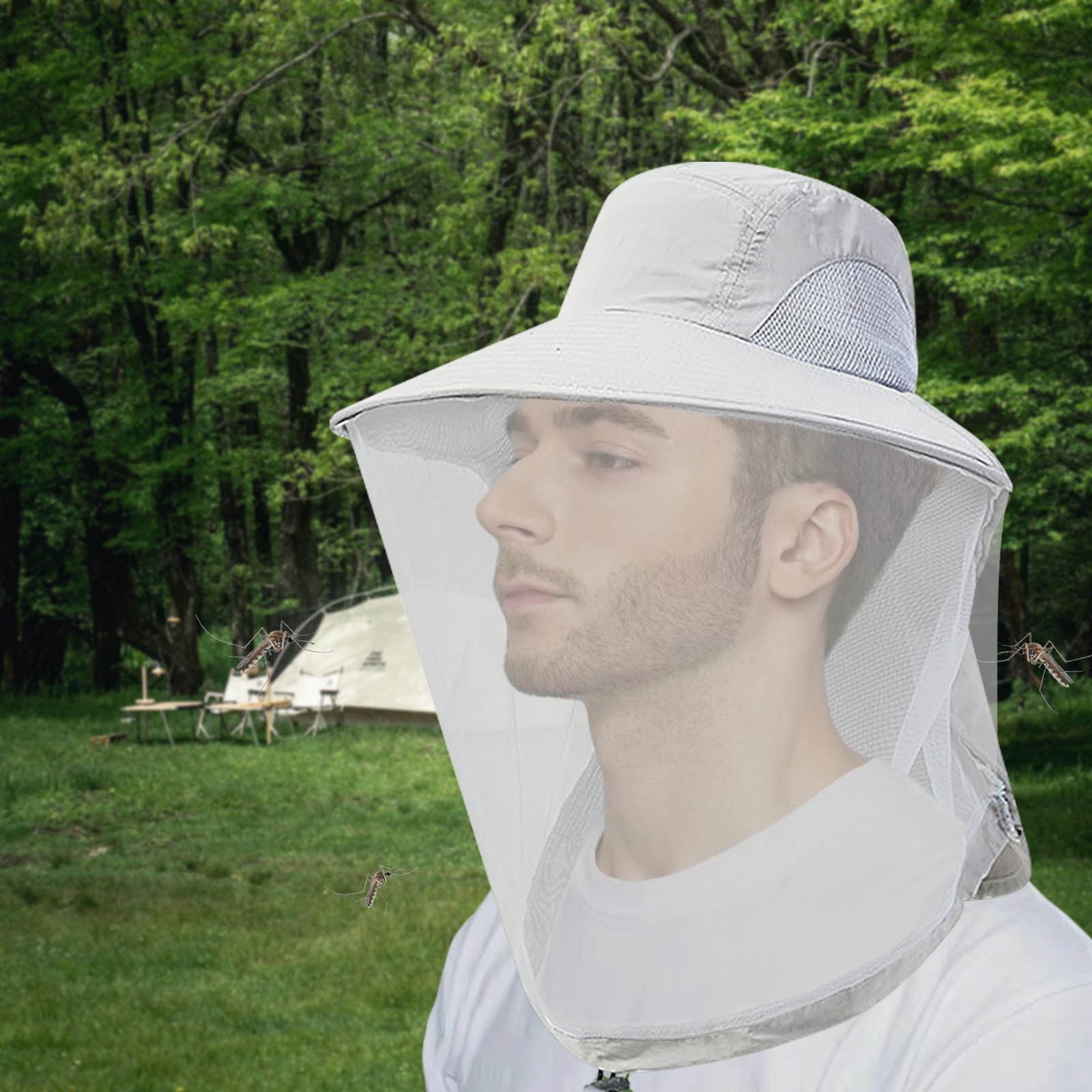 Cadorn 1 PCS Head Net Hat Bee Keeping Hat GL017 Gray, Breathable Mesh Insect Protection Cap for Outdoor Activities, Beekeeping, Gardening, Camping, Hiking Accessories