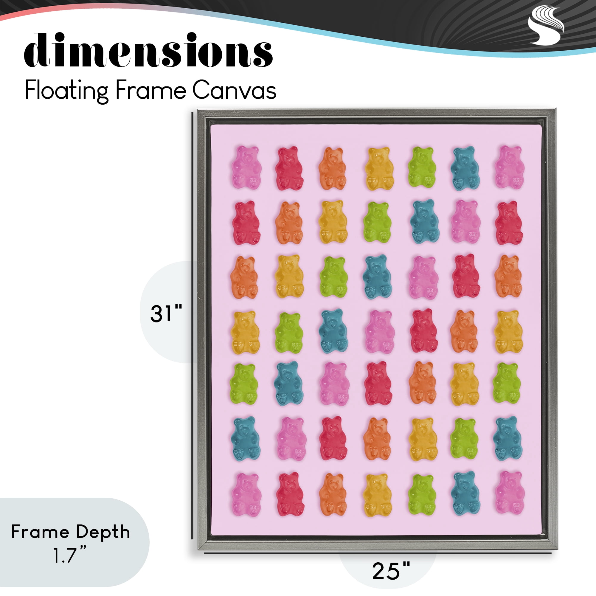 Stupell Industries Soft Rainbow Bears on Pink Gray Framed Floater Canvas Wall Art, design by LISH Creative
