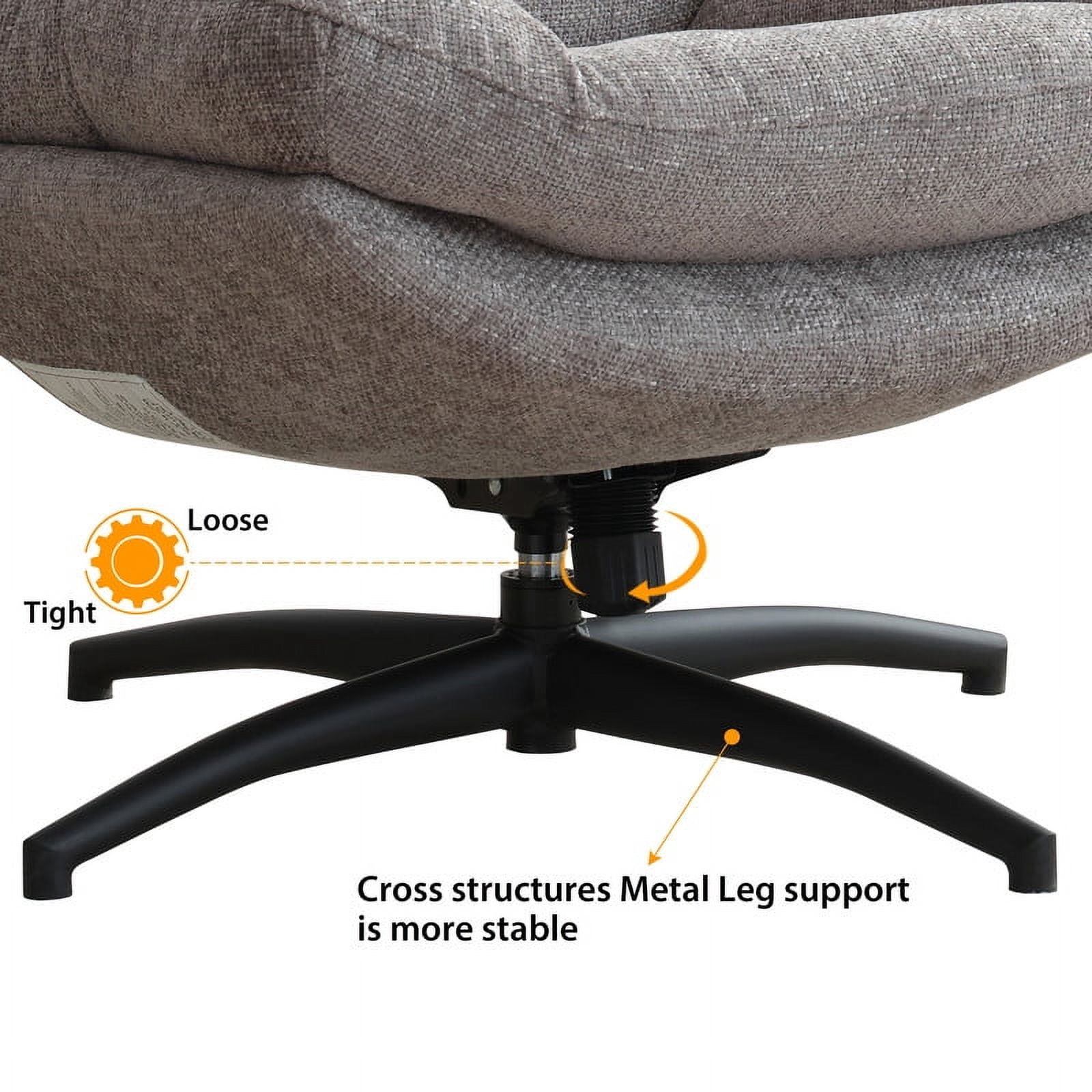 Comfort Stretch Gray Swivel Accent Chair with Ottoman Rocker Glider Chairs Ottoman Footrest Set