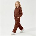 thumbnail image 2 of Zuwimk Toddler Boy Girls Sweatsuit Long Sleeve Hoodie Sweatshirt and Jogger Pants 2PC Sets Fall Clothes Outfit(T044-Brown), 2 of 6