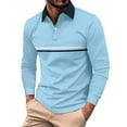 thumbnail image 2 of Rigardu Long Sleeve Shirts for Men Polo Shirts for Men Fashionable And Casual Men's Lapel Striped Colorful Long Sleeved Top Size:S-3XL, 2 of 4