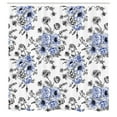 thumbnail image 2 of Ambesonne Floral Shower Curtain, Romantic Rose Flower Rococo, 69"Wx84"L, Indigo White, 2 of 4