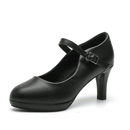 kkdom Women Mary Jane High Heels Platform Dress Shoes Pump Black Size 10