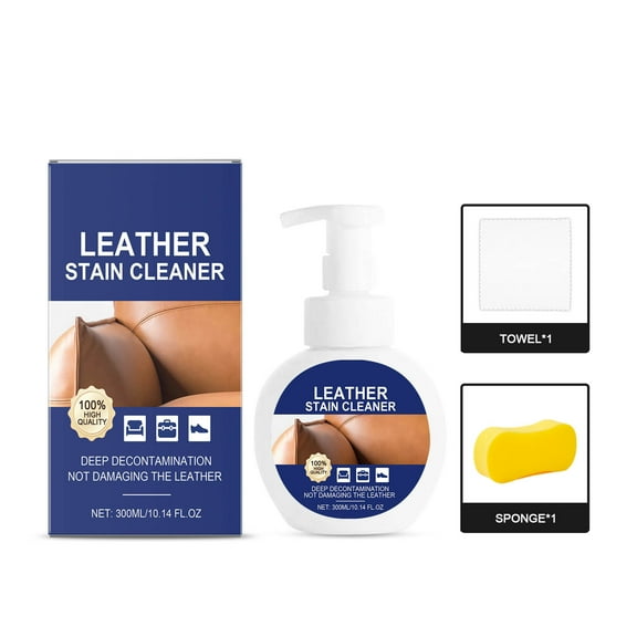 Leather Stain Cleaner 10oz, 2-in-1 Leather Cleaner and Conditioner, for Couches, Furniture, Purses, Handbags, Shoes, Boots, & Car Interiors - Clean, Condition & Restore Leather Products