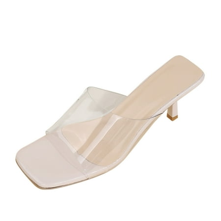 

Sandals for Women Platform Sandals Heeled Women Solid High Heeled Mouth Slippers Womens Rose Shoes