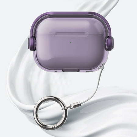 ELEHOLD for Airpods Pro 2nd Gen (2022) Case Slim Fit Clear Transparent Kickstand Plastic Simple Shockproof Protective Case with Ring Keychain for Airpods Pro 2nd Gen (2022) Purple