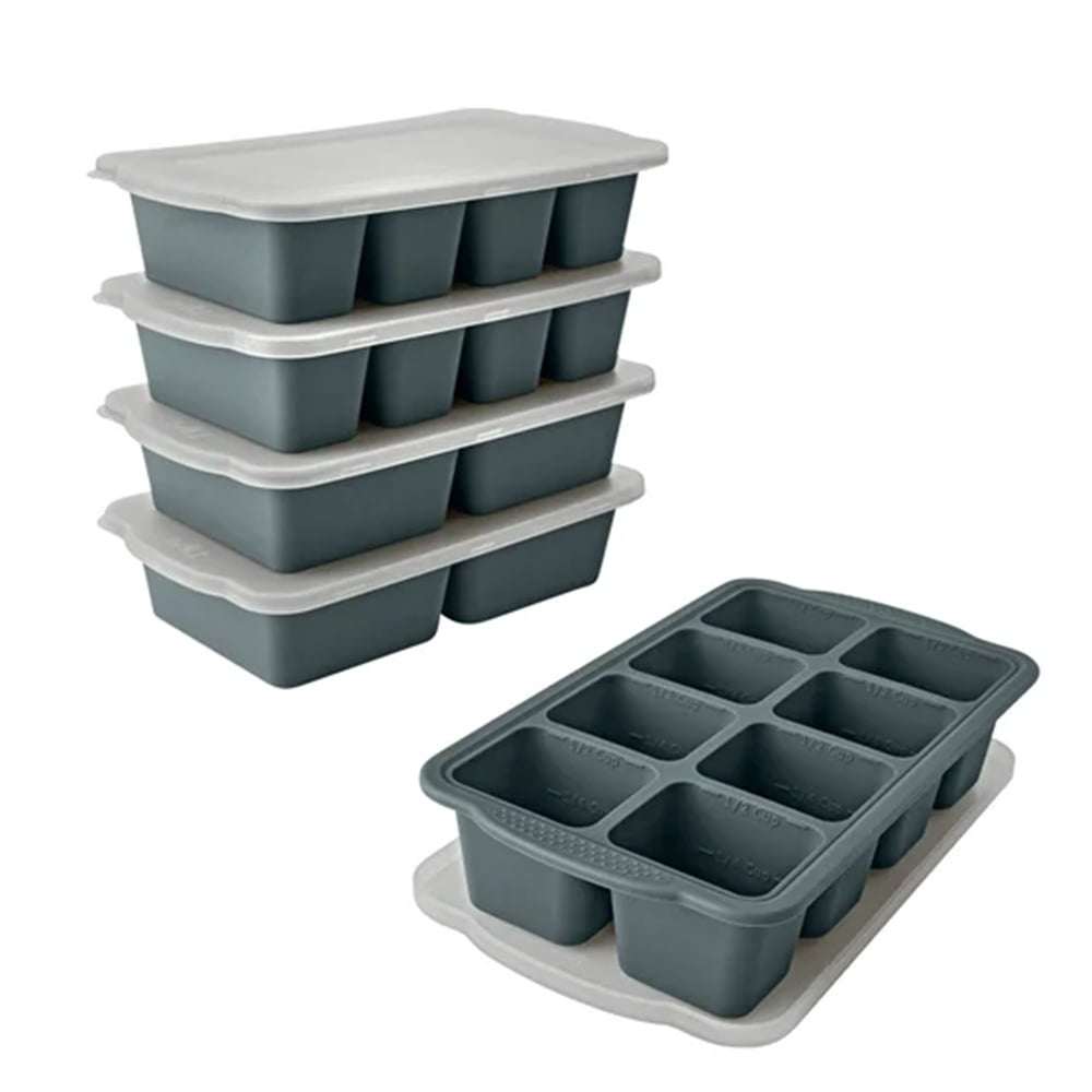 MIU Silicone Freezer Trays with Lids, 5-Pack – Flexible BPA-Free Silicone Freezing Molds for Meal Prep, Baby Food, Sauce & Herb Storage, Stackable Freezer Containers