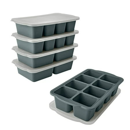 MIU Silicone Freezer Trays with Lids, 5-Pack – Flexible BPA-Free Silicone Freezing Molds for Meal Prep, Baby Food, Sauce & Herb Storage, Stackable Freezer Containers