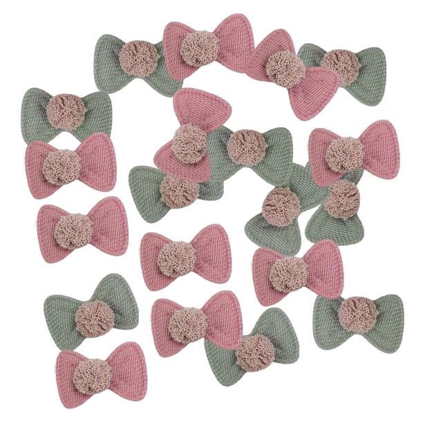 20 lazos artesanales sin clip para el pelo, suministros para manualidades, lazo Tiny Boutique 10 rosas y 10 verdes