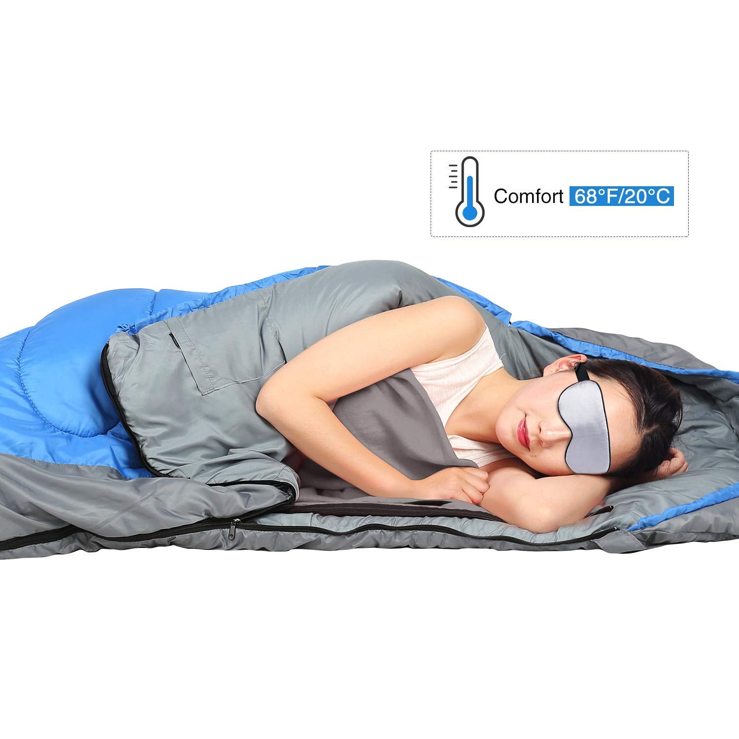 REDCAMP Fleece Sleeping Bag Liner for Adult Warm Weather, Full Sized Zipper Backpacking Blanket for Outdoor Camping or Indoor Used with Sack