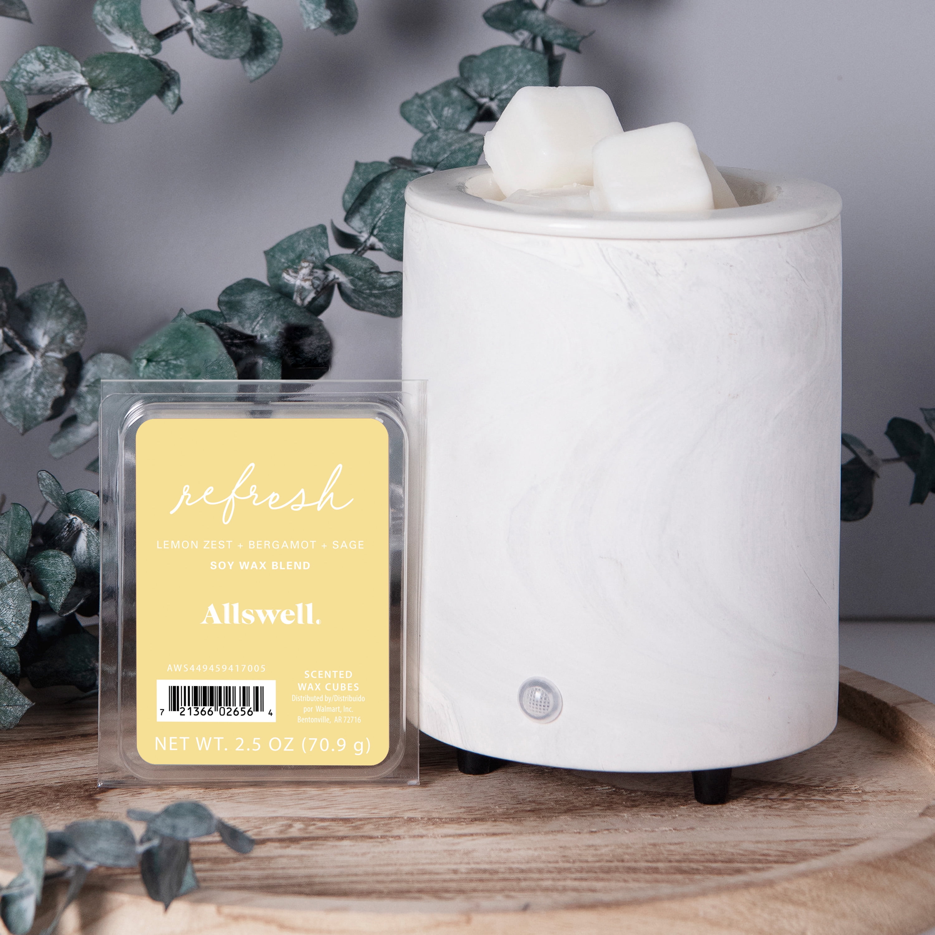 (3 pack) Allswell 6 Cube Wax Melts, Refresh (Lemon Zest + Bergamot + Sage), 2.5 oz