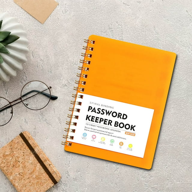 A6 Mini Password Book – Spiral Bound Pocket Notebook with Alphabetical Tabs (4.25x5.7in, Durable PP Cover)