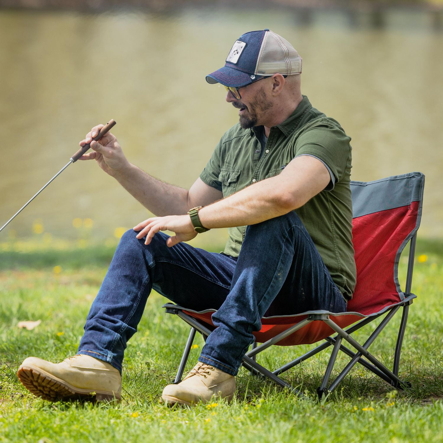 Ozark Trail Quad Low Event Chair, Red