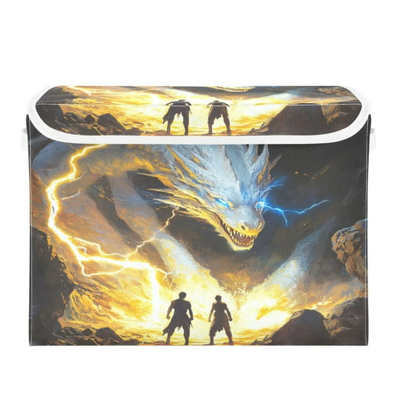 Storage Box With Lid 16.5x12.6x11.8In Foldable Stacked Household Storage Box The White Dragon