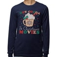 thumbnail image 2 of Hot Cocoa and Christmas Movies Long Sleeve Shirt Unisex Medium Navy, 2 of 5