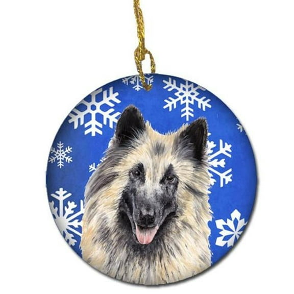 Belgian Tervuren Winter Snowflakes Holiday Ceramic Ornament