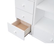 Pinovk Twin Size Loft Bed with L-Shaped Desk and Drawers, Cabinet and Storage Staircase, White