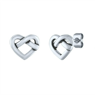 Ladies Brilliance Fine Jewelry Sterling Silver Pretzel Heart Earrings