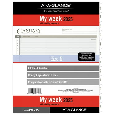 AT-A-GLANCE 2025 Weekly Planner Refill Loose Leaf Folio Size 8 12 x 11 -