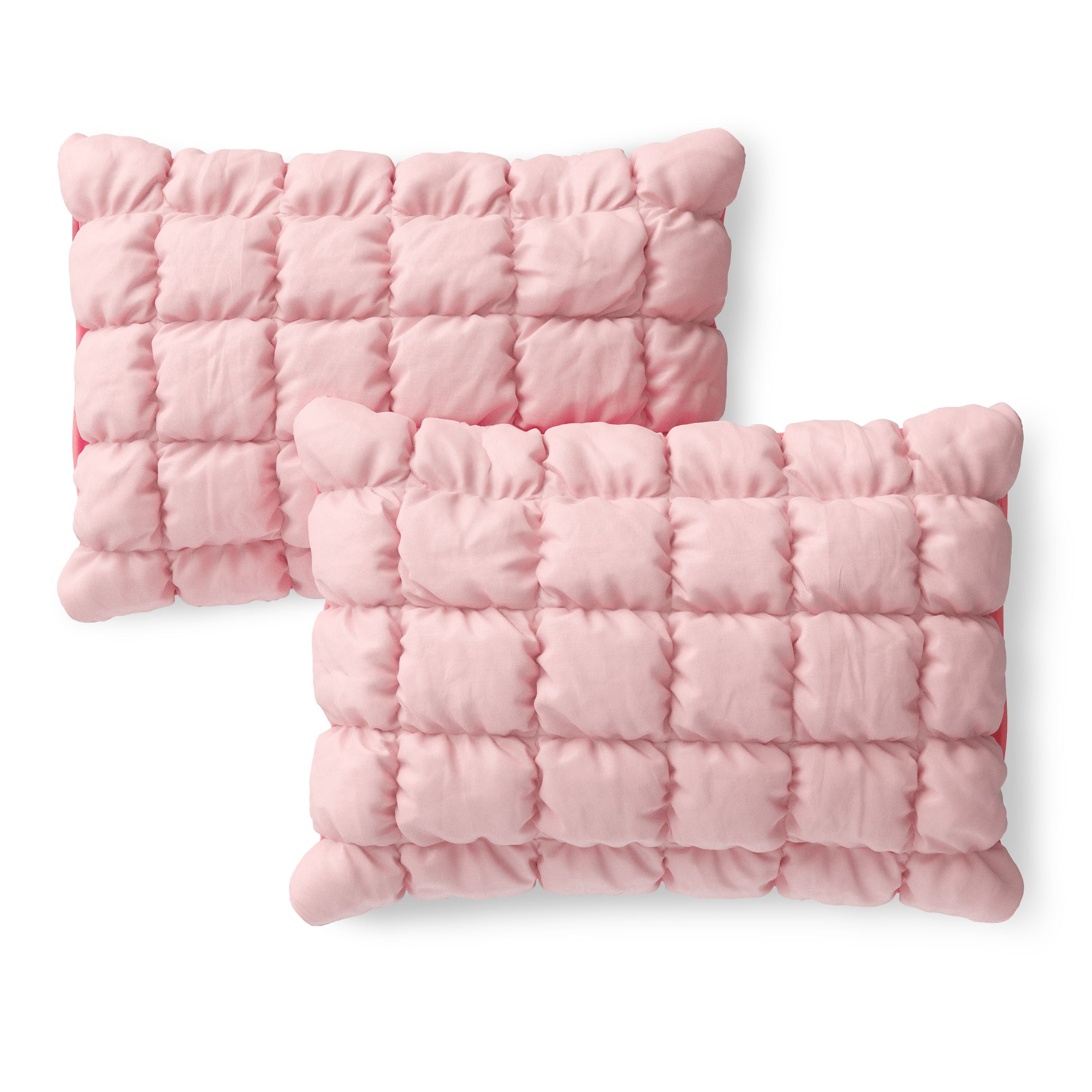 Mainstays Kids Pink Solid Puffy Comforter Set, Full/Queen, 3 Pieces