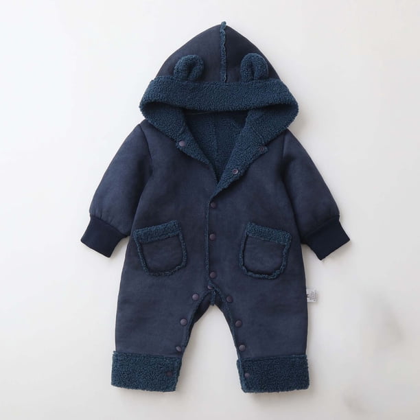 Mono de moda para exteriores con capucha para niños, grueso, cálido y forrado con forro polar para niños y niñas.