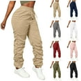 thumbnail image 1 of Pincandy Women's Casual Cargo Pants - Ruched Elastic Waist, Multi-Pockets, Loose Fit for Hiking & Outdoor Activities, 1 of 7