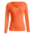 thumbnail image 4 of BAODANN Women's Ribbed V Neck Slim Fitted T Shirts Basic Solid Long Sleeve Layering Tee Tops Stretch Shirts Women Loose Women Woman Tee Tennis Shirt Women Long Sleeve Casual T Shirt Women, 4 of 4