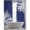 thumbnail image 5 of Sheer Curtains 84 inches Long 2 Panels Set Navy Blue Coral Light Filtering Sheer Drapes Rod Pocket Window Curtains for Living Room/Bedroom, Coastal Ocean White, 5 of 8