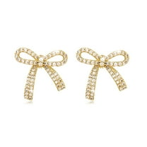 ZSPERKLA Bow Earrings for Women Trendy Sparkly Rhinestone Chain Tassel Earrings Bow Drop Dangle Earrings Jewelry Gifts