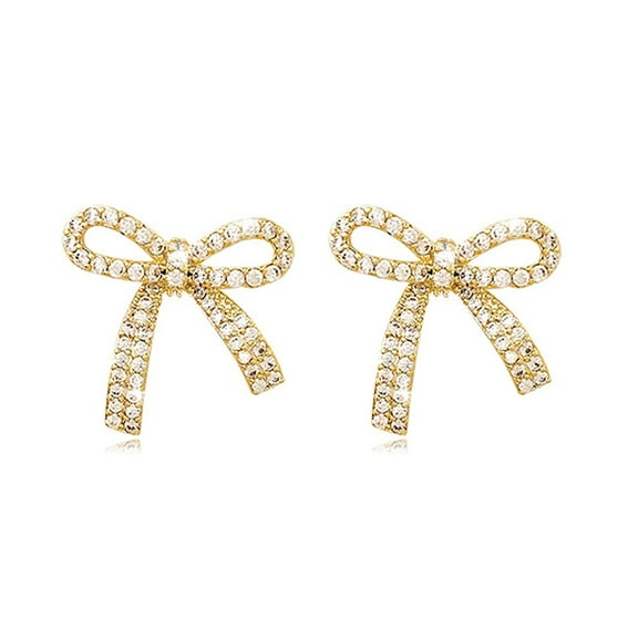 ZSPERKLA Bow Earrings for Women Trendy Sparkly Rhinestone Chain Tassel Earrings Bow Drop Dangle Earrings Jewelry Gifts