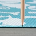 thumbnail image 4 of 5x7 Waterproof, Reversible Plastic Straw Outdoor Rugs for Patios | Also for Camping, RV, Deck, Porch, Balcony, Camp, Patio | Aqua, Floral | Size: 5' x 6'11'', 4 of 7