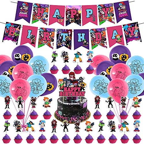 Friday Night Funkin Game Birthday Party Balloons Pink Blue Foil Helium Party Age 