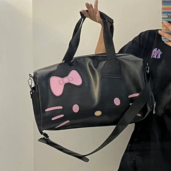 Bowknot Hello Kitty Cartoon Cute Large Bag Travel Bag Shoulder Bag Handbag Crossbody Gym Bag