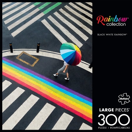 Buffalo Games 300-Piece Rainbow Collection Black White Rainbow Jigsaw Puzzle